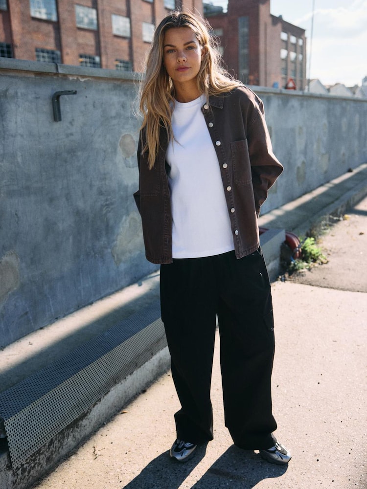 NOISY MAY Brown Denim Relaxed Shacket - Image 1 of 12 NOISY MAY Brown Denim Relaxed Shacket - Image 1 of 12