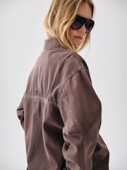 NOISY MAY Brown Denim Relaxed Shacket - Image 6 of 12