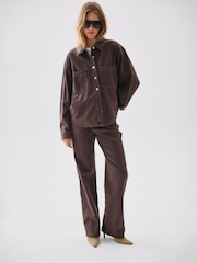 NOISY MAY Brown Denim Relaxed Shacket - Image 7 of 12