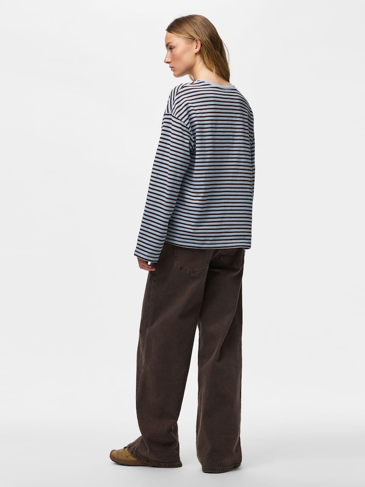 Albastru - PIECES Long Sleeve Jersey Relaxed Top - Imaginea 2 din 8