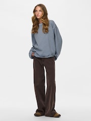 Albastru - PIECES Long Sleeve Jersey Relaxed Top - Imaginea 3 din 8