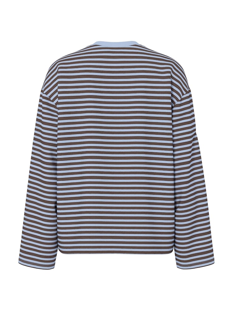 Albastru - PIECES Long Sleeve Jersey Relaxed Top - Imaginea 8 din 8