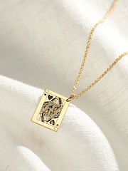 Personalised Queen of Hearts Playing Card Charm Necklace by Posh Totty Designs - Image 1 of 2