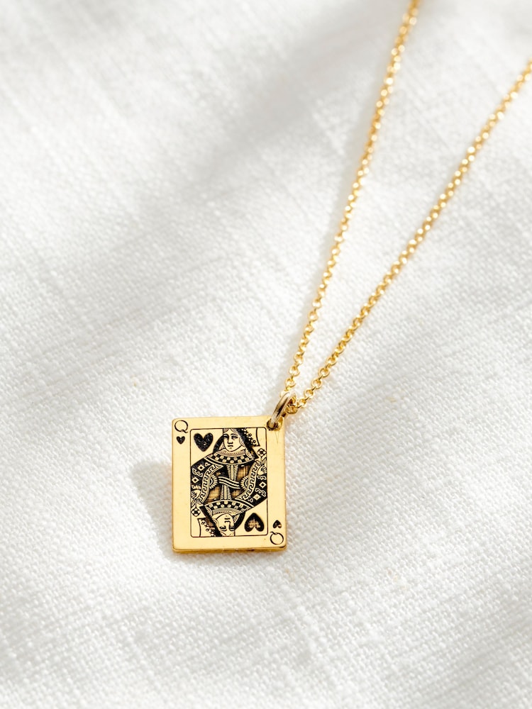 Personalised Queen of Hearts Playing Card Charm Necklace by Posh Totty Designs - Image 2 of 2 Personalised Queen of Hearts Playing Card Charm Necklace by Posh Totty Designs - Image 2 of 2