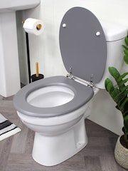 Showerdrape Grey Oxford Wooden Toilet Seat - Image 2 of 4