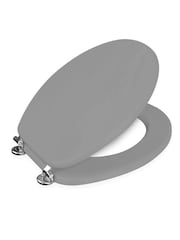 Showerdrape Grey Oxford Wooden Toilet Seat - Image 3 of 4