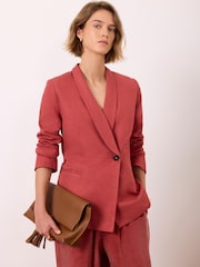 Mint Velvet Red Linen Tailored Blazer - Image 1 of 8