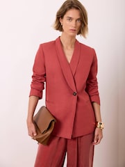 Mint Velvet Red Linen Tailored Blazer - Image 2 of 8