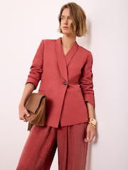 Mint Velvet Red Linen Tailored Blazer - Image 4 of 8