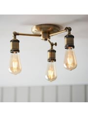 Gallery Home Antique Brass 3 Light Flush Hamilton Flush Ceiling Light - Image 1 of 3