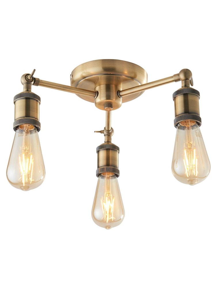 Gallery Home Antique Brass 3 Light Flush Hamilton Flush Ceiling Light - Image 3 of 3