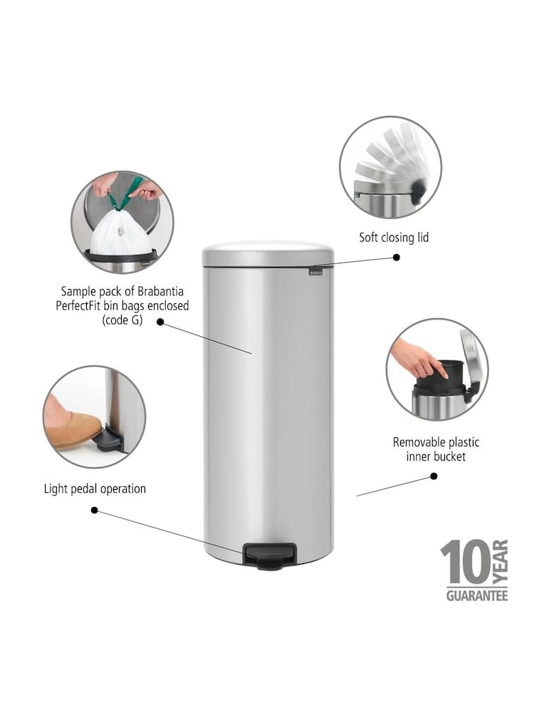 Brabantia Metallic Grey NewIcon 30L Pedal Bin - Image 5 of 5 Brabantia Metallic Grey NewIcon 30L Pedal Bin - Image 5 of 5