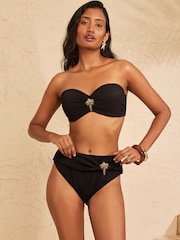 Love & Roses Black Palm Tree Trim Moulded Cup Bikini Top - Image 2 of 4