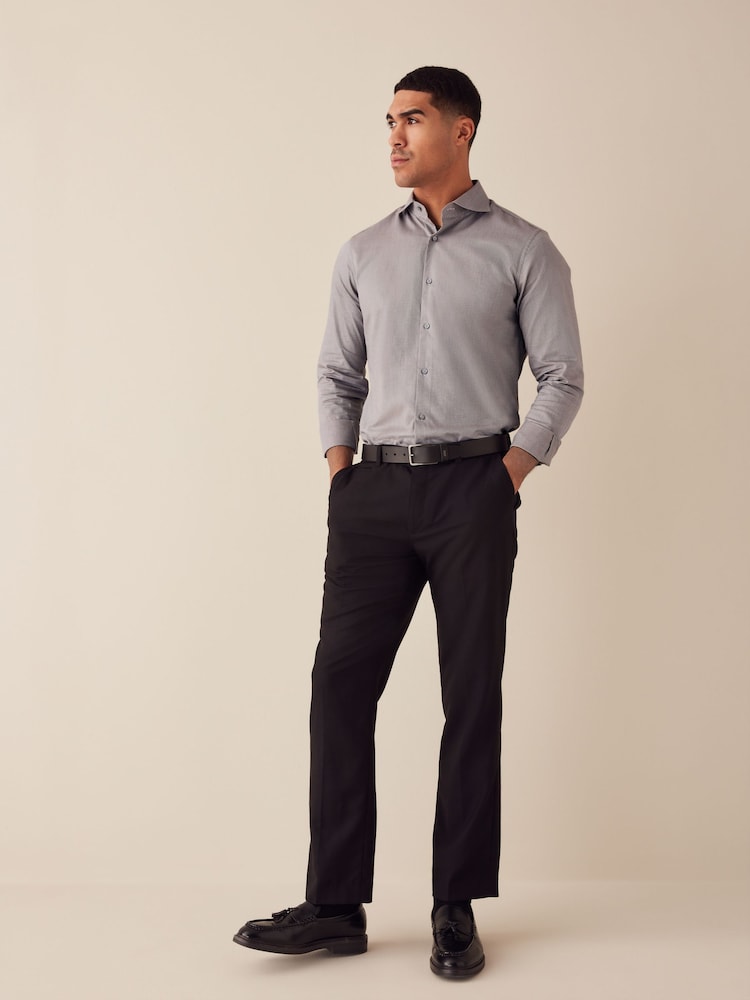 Neutral Brown Single Cuff Cotton Twill Shirt - Image 2 of 9