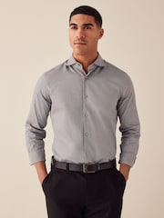 Neutral Brown Single Cuff Cotton Twill Shirt - Image 4 of 9