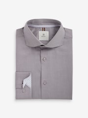 Neutral Brown Single Cuff Cotton Twill Shirt - Image 7 of 9