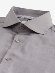 Neutral Brown Single Cuff Cotton Twill Shirt - Image 8 of 9