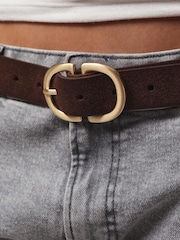 PIECES Brown Suede Belt with Gold Hardware - Image 2 of 2