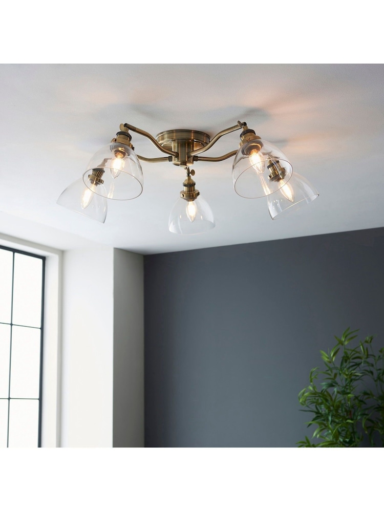 Gallery Home Antique Brass Pierre 5 Bulb Ceiling Light - Image 1 of 3