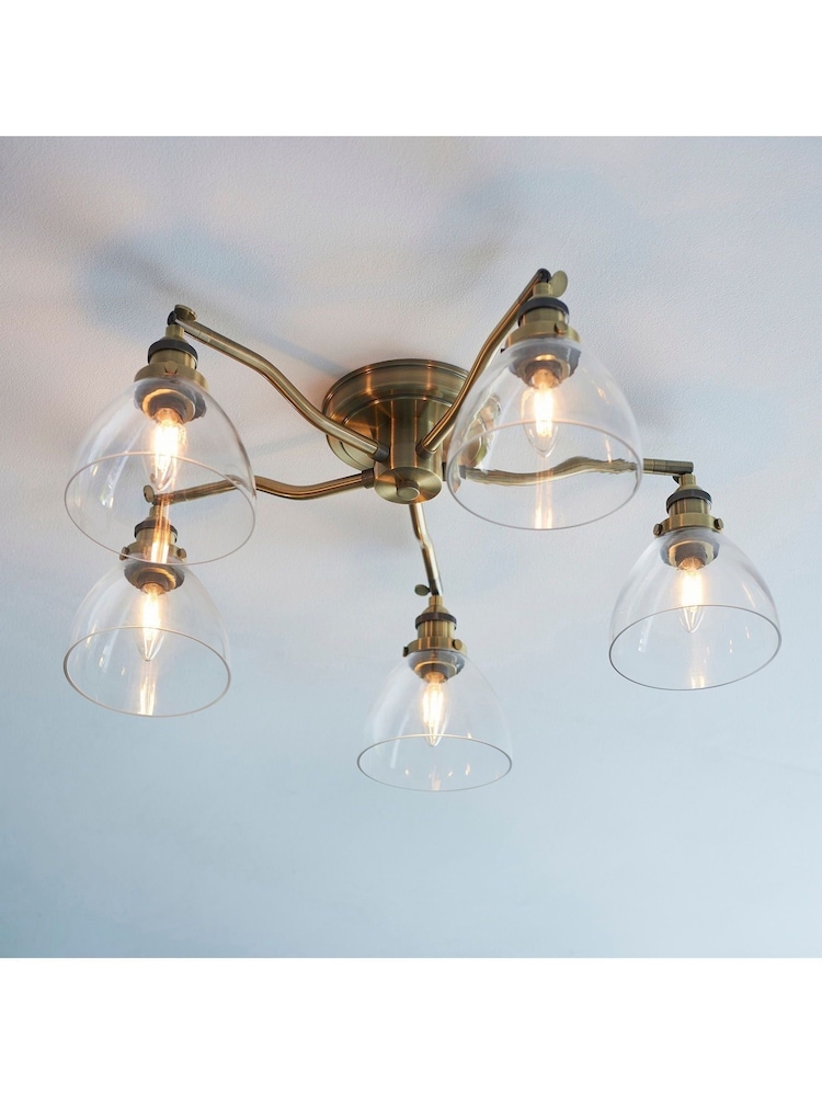 Gallery Home Antique Brass Pierre 5 Bulb Ceiling Light - Image 2 of 3 Gallery Home Antique Brass Pierre 5 Bulb Ceiling Light - Image 2 of 3