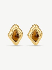 D.Louise Gold Tone Tigers Eye Abstract Earrings - Image 3 of 4