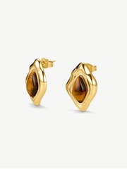 D.Louise Gold Tone Tigers Eye Abstract Earrings - Image 4 of 4