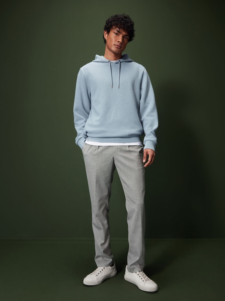 Pale Blue Hooded Textured Overhead Hoodie - Image 2 of 8