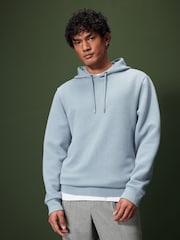 Pale Blue Hooded Textured Overhead Hoodie - Image 3 of 8