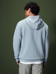 Pale Blue Hooded Textured Overhead Hoodie - Image 4 of 8