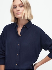 Barbour® Navy Hampton Relaxed Fit Linen Shirt - Image 4 of 9