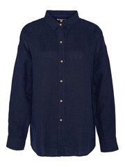 Barbour® Navy Hampton Relaxed Fit Linen Shirt - Image 8 of 9