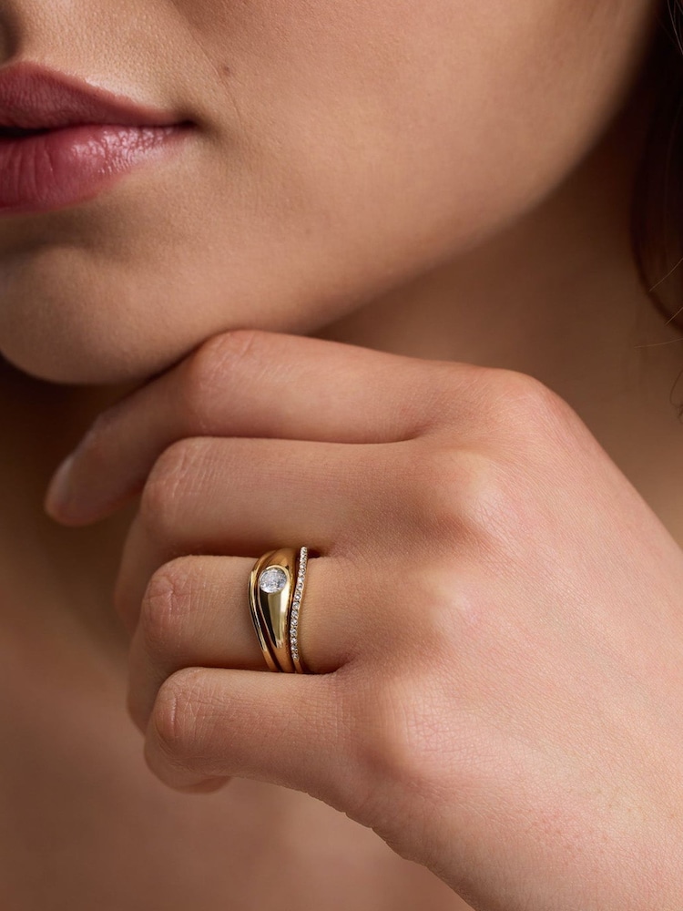 D.Louise Gold Tone Tapered Solitaire Ring - Image 1 of 5 D.Louise Gold Tone Tapered Solitaire Ring - Image 1 of 5