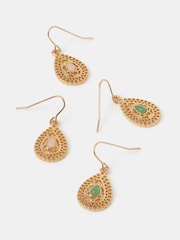Accessorize Gold Filigree Teardrop Earrings 2-Pack - Image 1 of 1