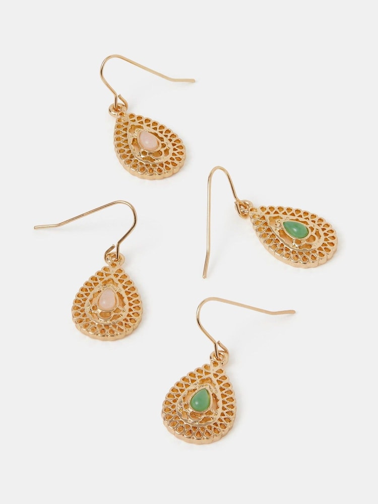 Accessorize Gold Filigree Teardrop Earrings 2-Pack - Image 1 of 1 Accessorize Gold Filigree Teardrop Earrings 2-Pack - Image 1 of 1