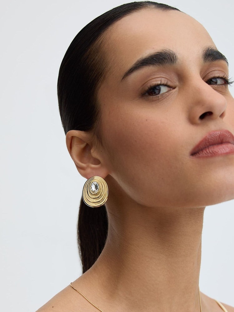 D.Louise Gold Tone Statement Oval Bezel Earrings - Image 2 of 4 D.Louise Gold Tone Statement Oval Bezel Earrings - Image 2 of 4