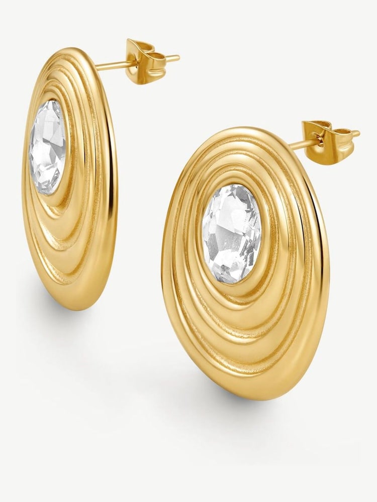 D.Louise Gold Tone Statement Oval Bezel Earrings - Image 4 of 4 D.Louise Gold Tone Statement Oval Bezel Earrings - Image 4 of 4