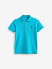 Blue Turquoise Short Sleeve Polo Shirt (3-16yrs) - Image 1 of 3