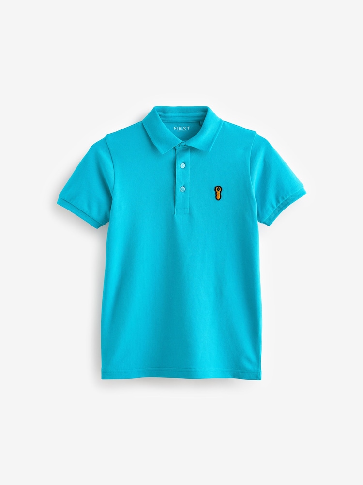 Blue Turquoise Short Sleeve Polo Shirt (3-16yrs) - Image 1 of 3