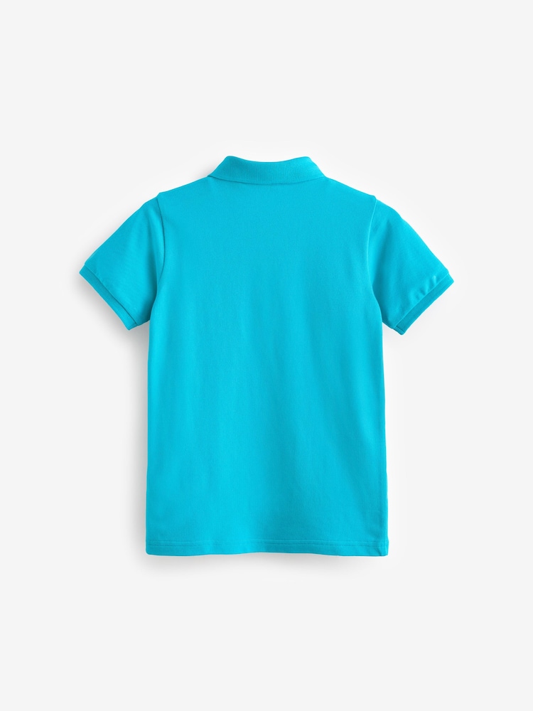 Blue Turquoise Short Sleeve Polo Shirt (3-16yrs) - Image 2 of 3