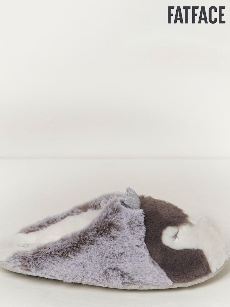 FatFace Grey Penelope Penquin Queen Slippers - Image 1 of 3