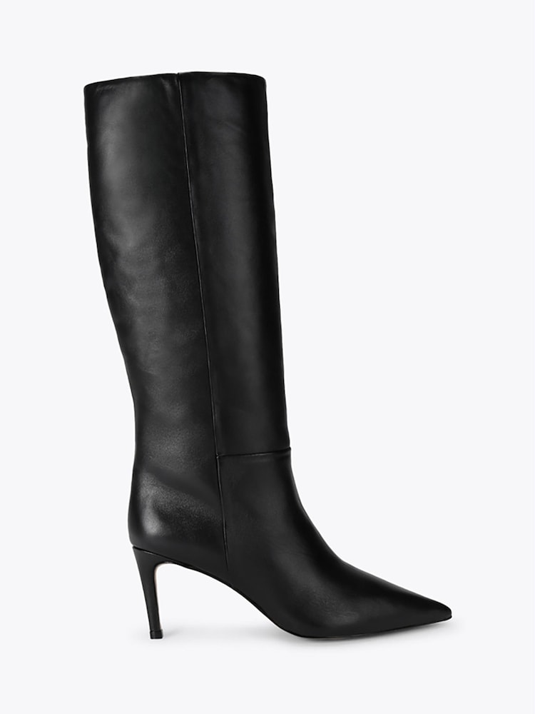 KG Kurt Geiger Black Strict Croc Leather Knee Boots - Image 1 of 3 KG Kurt Geiger Black Strict Croc Leather Knee Boots - Image 1 of 3
