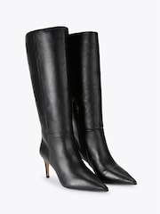 KG Kurt Geiger Black Strict Croc Leather Knee Boots - Image 2 of 3