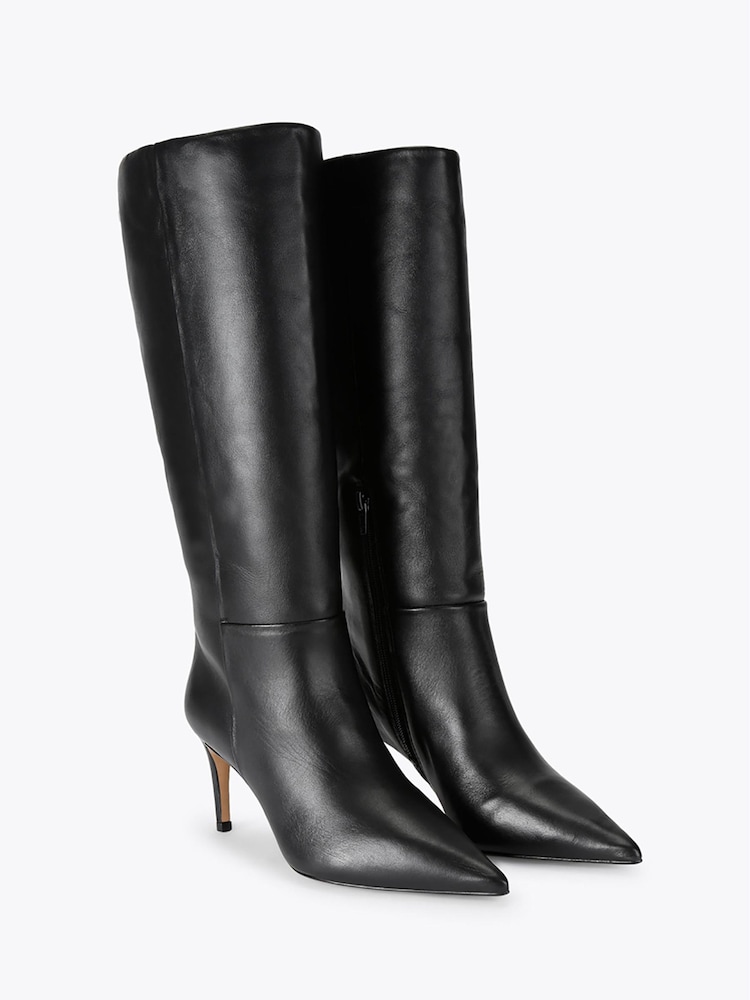 KG Kurt Geiger Black Strict Croc Leather Knee Boots - Image 2 of 3 KG Kurt Geiger Black Strict Croc Leather Knee Boots - Image 2 of 3