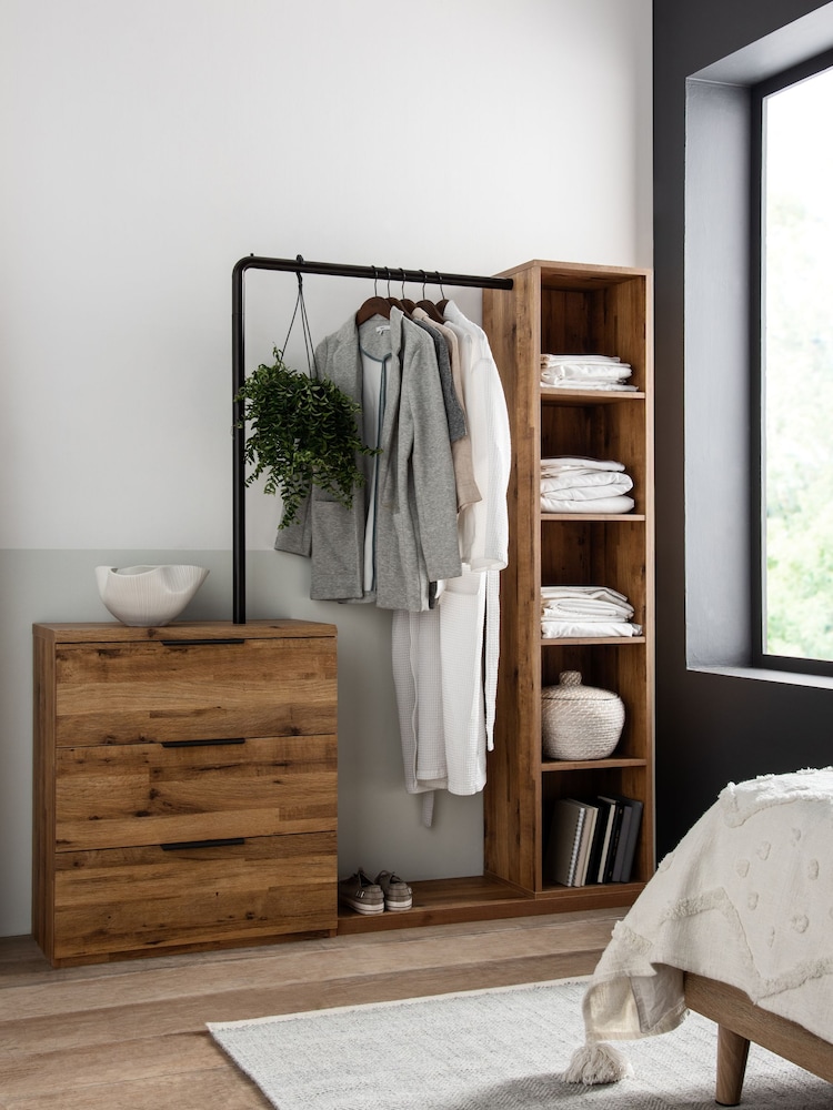 Dark Bronx Oak Effect Chest of Drawers with Hanging Rail and Shelving - Image 1 of 6