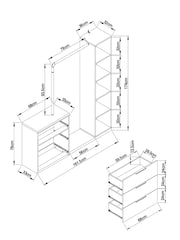 Dark Bronx Oak Effect Chest of Drawers with Hanging Rail and Shelving - Image 2 of 6