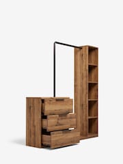 Dark Bronx Oak Effect Chest of Drawers with Hanging Rail and Shelving - Image 4 of 6