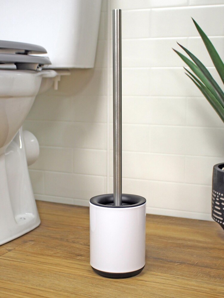 Showerdrape White Rondo Toilet Brush Holder With Silicone Head - Image 1 of 3 Showerdrape White Rondo Toilet Brush Holder With Silicone Head - Image 1 of 3