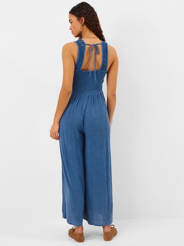 Accessorize Blue Sleeveless Crochet Jumpsuit - Image 2 of 4 Accessorize Blue Sleeveless Crochet Jumpsuit - Image 2 of 4