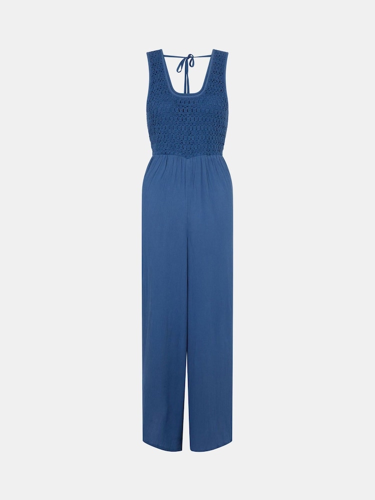 Accessorize Blue Sleeveless Crochet Jumpsuit - Image 4 of 4 Accessorize Blue Sleeveless Crochet Jumpsuit - Image 4 of 4