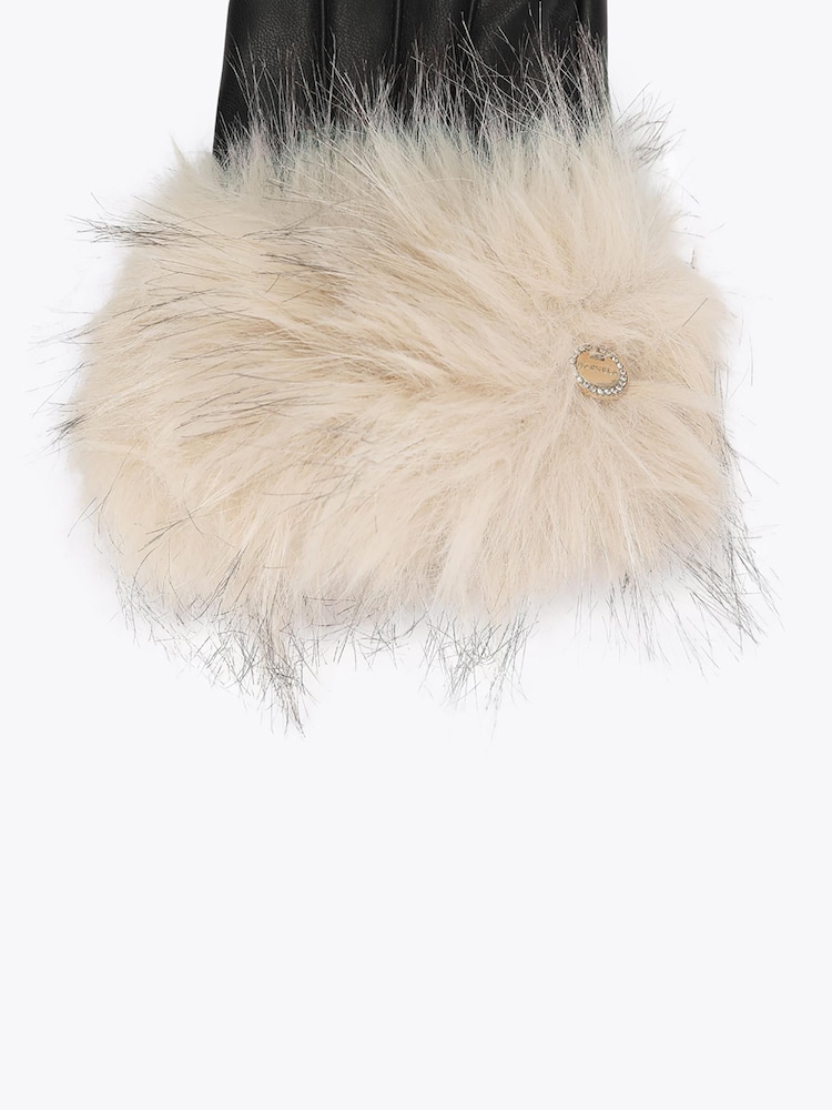 Carvela Cream Fur Gloves - Image 3 of 3